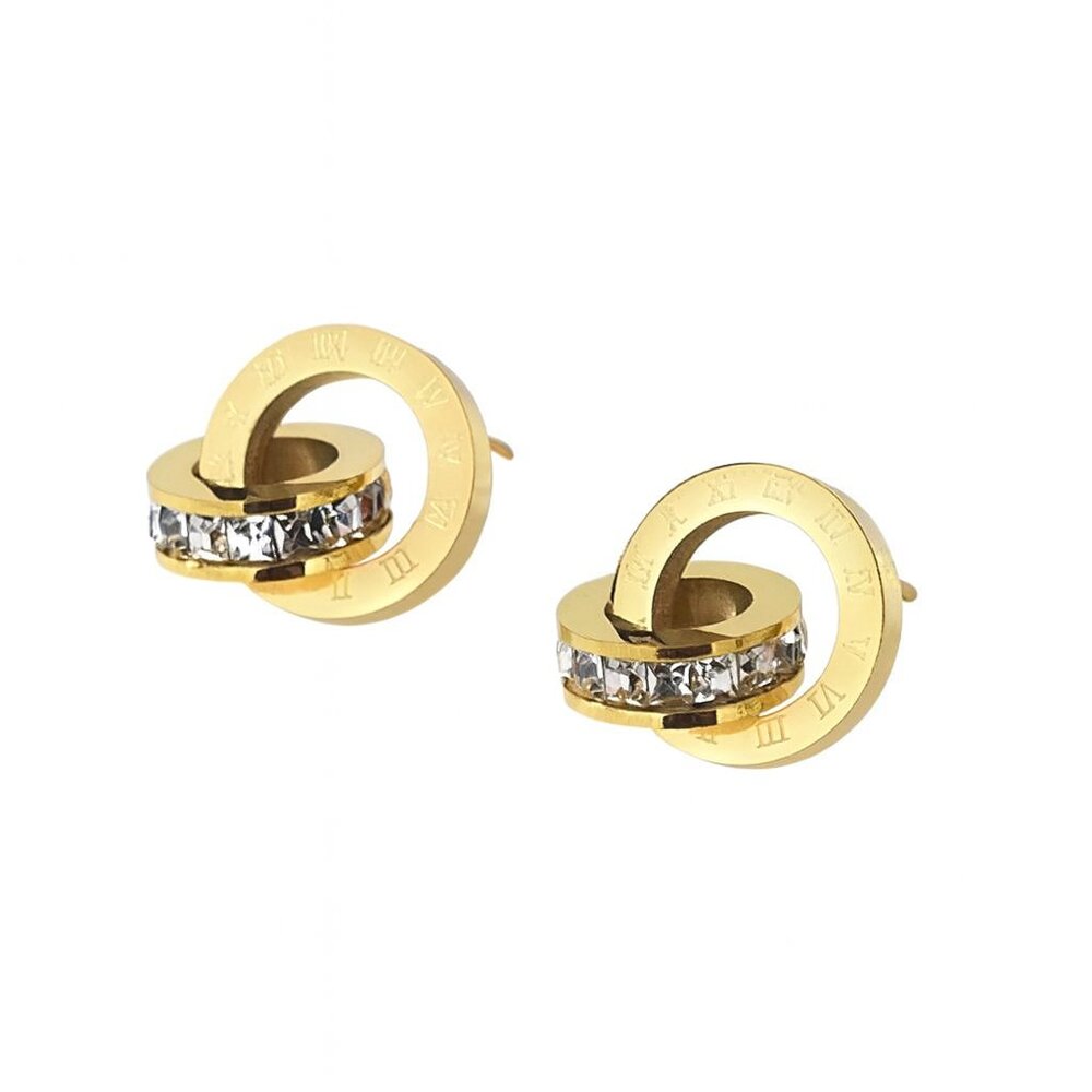 1Pair Stainless Steel Square Cubic Zirconia Earring